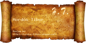 Hordós Tibor névjegykártya